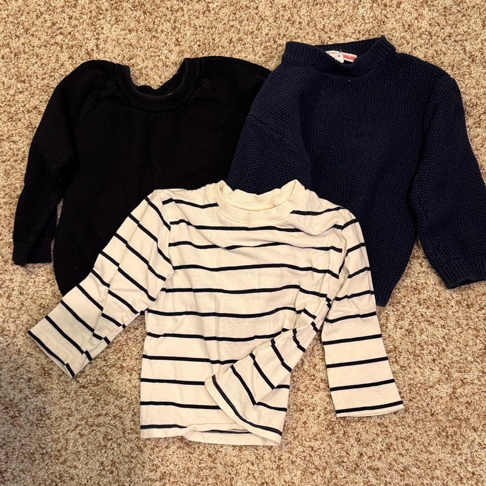 Zara Kids Black, Navy, and Striped Sweater Set